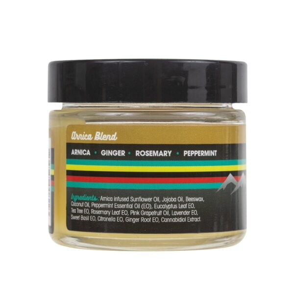 A container of Floyds of Leadville Recovery Balm Arnica Blend with 600mg of Full-Spectrum Select CBD