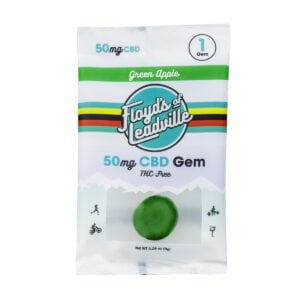 A package of Floyds of Leadville Green Apple THC-Free Isolate 50mg CBD Gem