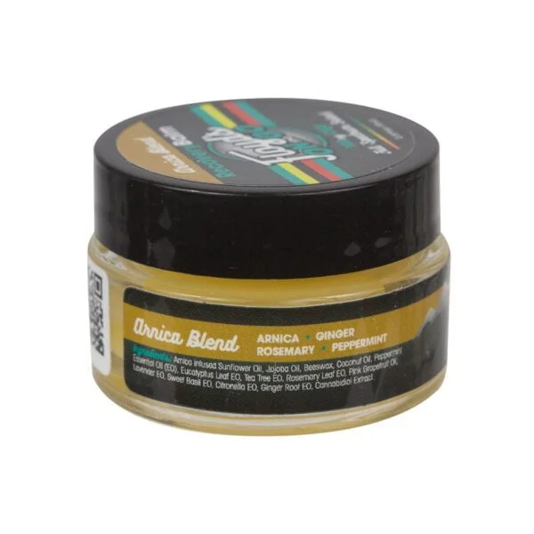 A container of Floyds of Leadville Recovery Balm Arnica Blend with 180mg of Full-Spectrum Select CBD