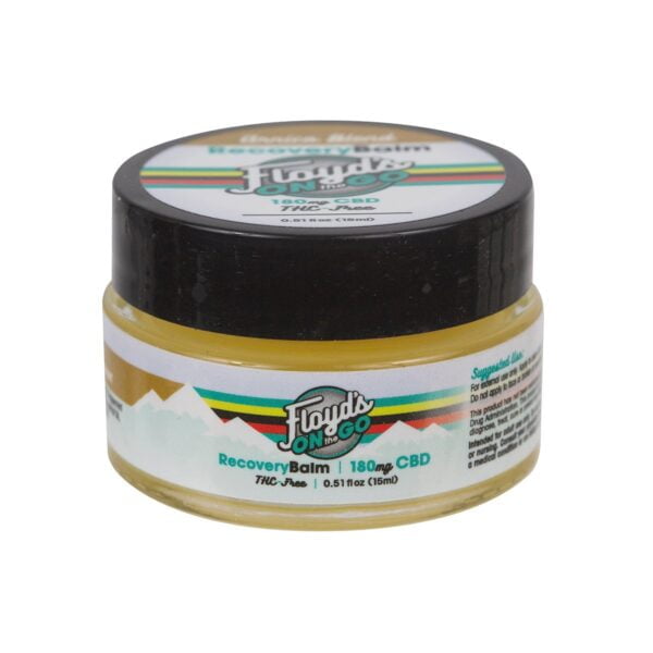 A container of Floyds of Leadville Recovery Balm Arnica Blend with 180mg of THC-Free Isolate CBD