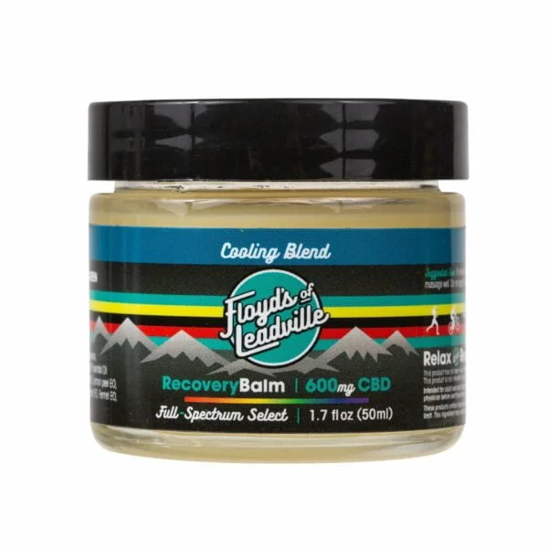A container of Floyds of Leadville Recovery Balm Cooling Blend with 600mg of Full-Spectrum Select CBD