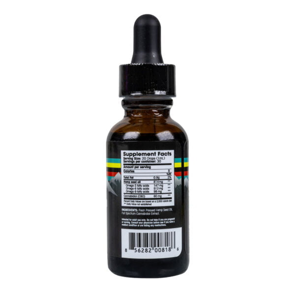 A tincture dropper bottle with Floyds of Leadville 1800mg Full Spectrum CBD Oil