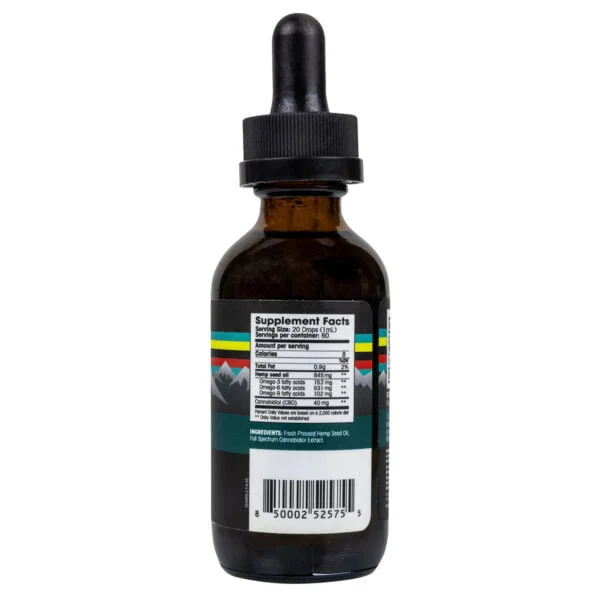 A tincture dropper bottle with Floyds of Leadville 2400mg Full Spectrum CBD Oil
