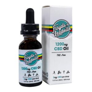 A tincture dropper bottle with Floyds of Leadville 1200mg THC-Free Isolate CBD Oil and a box for Floyds of Leadville 1200mg THC-Free Isolate CBD Oil