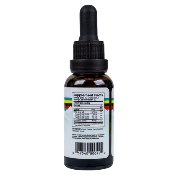 A tincture dropper bottle with Floyds of Leadville 600mg THC-Free Isolate CBD Oil
